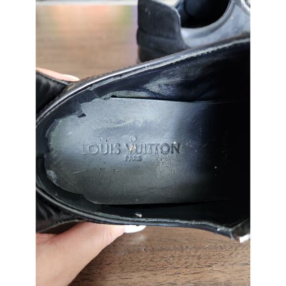 Louis Vuitton Graphite Black Damier Low Top Sneaker Leather Shoes Mens Size 6 - Picture 9 of 14